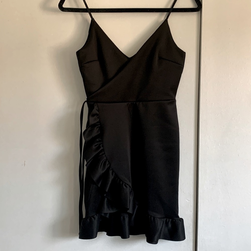 Black V-neck Mini Dress